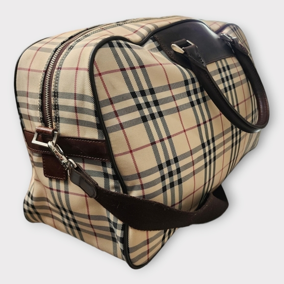 BURBERRY House Check Travel Bag w/Strap, Brown - Picture 5 of 16